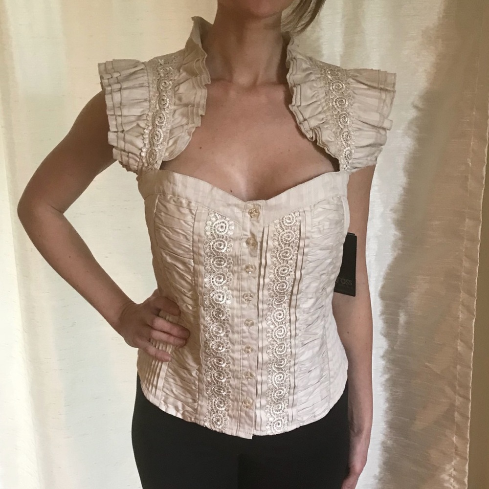 Beautiful Grass Collection Corset Ruffle Top NWT
